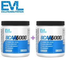 (1+1) EVL 에볼루션뉴트리션 BCAA 5000 분지쇄 아미노산 가루 L류신 이소류신 발린 무맛 300g 2팩