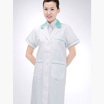 배색 반팔 여성용 사 가운 올리브 유니폼 실습 실험복 병원, XL