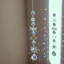 썬캐쳐 홈 크리스탈 윈드 차임 문 썬 캐처 다이아몬드 프리즘 펜던트 드림 레인보우 체이서 행잉 드롭 가든 장식 윈드차임, B