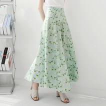 여리여리 플라워 나염 후레아 밴딩 롱 스커트