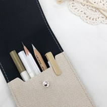 오브리즈 국내제작 1+1 가죽필통 펜케이스 펜파우치 학생 필통, 헤링본_웜베이지