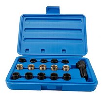 16pcs 점화 플러그 수리 키트 탄소강 점화 플러그 탭 나사 수리 도구 rethreading 키트 스파크 플러그 나사 수리 키트 15 pcs 나사 스레드 및 나사 탭
