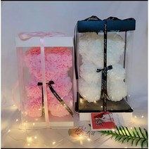 [레터링+케이스+LED조명] 로즈베어 장미곰 장미곰돌이 이벤트꽃 장미꽃인형 프로포즈 발렌타인데이 화이트데이 빼빼로데이 특별한날 결혼 입학식 졸업식 기념일 크리스마스 선물_쯔야코드, 리본베어-레드[생일레터링+선물케이스+LED조명]