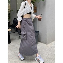 빈티지한 디자인 느낌의 멀티 포켓 박시 카고 스커트 롱스커트