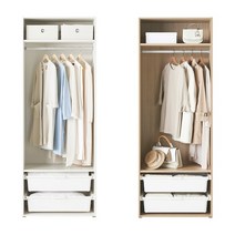 한샘 샘베딩 드레스룸 80cm(높이 216cm) 수납박스형 2종, B:라이트오크(B)