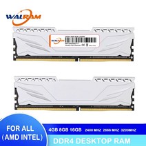 [해외]WALRAM DDR4 메모리 램 4GB 8GB 16GB 메모리 DDR4 2400MHZ 2666MHZ 3200MHZ 288핀 PC 메모리 데스크탑 DIMM방열판 포함, DDR4 4GB 2400-블랙