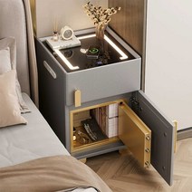 금고 협탁 스마트 무선충전 usb 콘센트 침대 럭셔리, 라이트 그레이/ 무선충전 + 듀얼 USB40x40x50