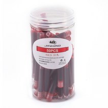 50pcs 만년필 컬러 잉크 카트리지 값 상자 jinhao 2.6mm 국제 표준 리필 문구 사무실 학교 a6612, 빨간색