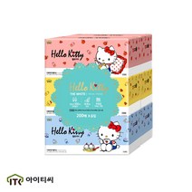 헬로키티 2겹 더화이트 미용티슈 200매 3입 1팩, 6입
