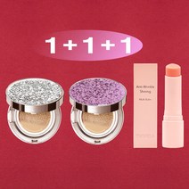 트윙클라 1+1+1 [쿠션+쿠션+멀티밤] [복합 피부 추천] 스타일71 풀 커버 럭셔리 자외선차단 주름개선 미백 앰플 멀티밤 주얼리 쿠션 21호 23호, 1개, 실버다이아글리터23호+바이올렛핑크23호(복합)+멀티밤