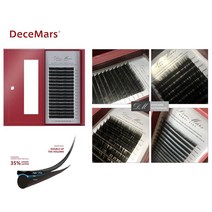 Decemars 속눈썹연장 타원형 납작모 무광 밍크 검정색 16줄 인조 가속눈썹, 1개, 0.15 mm C컬 13 mm