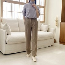 코지 여자 크루아상 핀턱 기모 모직 뒷밴딩 슬랙스