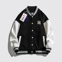 MLB 야구 점퍼 잠바 유니폼 남녀 봄 커플 캐주얼 하자루쿠 블랙 스티치 심플 재킷