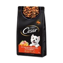 시저 어덜트 소 애견용 연어맛이 곁들여진 최상급 쇠고기 사료, 01 칠면조, 1kg, 1개