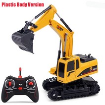 미니포크레인 미니굴삭기 농업용 소형 1톤 굴착기 RC 합금 굴삭기 2.4Ghz 6CH 124 미니 트럭 충전식 엔지니어링 자동차 어린이용 장난감 선물, [02] Plastic Body Version