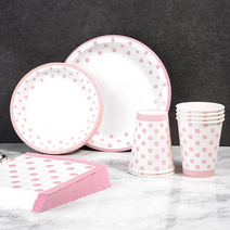 파티팡 파티테이블패키지 라인도트, 핑크, 1세트