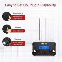스펙트럼 측정기 스펙트럼 분석기CZE-7C 12V FM 송신기 교회 7W/1W MP3 방송 라디오 76 ~ 108MHz (마이크, 한개옵션0