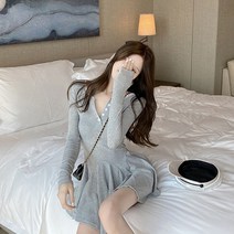 [레티고] 여성 라운드 넥 레이스 원피스