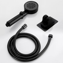 레디박스 폭포수 5단계 샤워헤드+1.5M 샤워줄+각도조절 거치대, 블랙