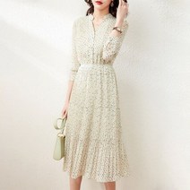 VIMLY v넥 하이 웨스트 스판 주름 쉬폰 꽃 드레스 F6729 여성용 가을 2022