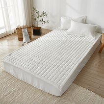 시원한 여름 침대 패드 순면 60수 아사 면 100% 삼베 대마 햄프 시어서커 냉 매트 카페트 싱글 슈퍼싱글 퀸 누비이불 누빔이불, 화이트