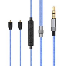se535 헤드폰 업그레이드 케이블 교체용 이어버드 교환 코드는 shure se215와 호환 가능 se846 se425 se535ltd-j se315 yinyoo pro h5, 마이크가 있는 파란색