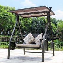 전원주택 야외 정원 고급 그네 의자 흔들 의자 벤치형 테라스 발코니 카페 스윙 의자 7, 블랙샌드-알프스-더블 솔라 스윙