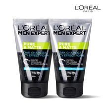 (1+1) 로레알 맨 엑스퍼트 퓨어 앤 매트 오크 차콜 아이시 이펙트 폼 100ml, 2개