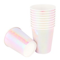 70번 메탈릭 파티컵 8온스 10입 [홀로그램 화이트], 단품, 단품