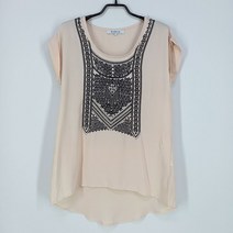 빈티지다온 머스트비 여 자수데코 쉬폰 롤업 블라우스 연베이지F