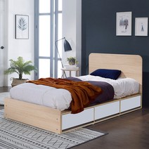 모젤리가구 데이 SS 평상형 수납 침대 프레임, 프레임(매트X), 네츄럴화이트