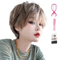 가발위드 단발 머리 숏 커트 통가발 루이다 +가발걸이1개+가발전용빗1개+가발망1개 세트상품, 1세트, 라이트허니