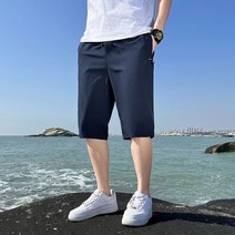 [한손에요]플러스 사이즈 8XL 6XL 빅 사이즈 의류 얇은 나일론 3/4 길이 바지 남성 버뮤다 보드 빠른 건조 비치 블랙 남성 긴 반바지, 4XL(85-92.5)kg, 파란