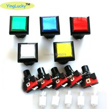 가정용 게임기 오락실 옛날 부품 공장 가격 3333mm 사각형 푸시 버튼 아케이드 버튼 12v led 순간 푸시 버튼 조명 푸시 버튼, 노란색