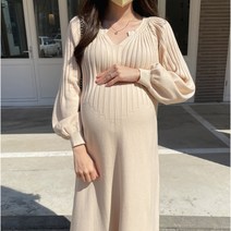 크리미 니트 롱원피스 임산부 임부복 빅사이즈 셀프만삭 드레스 촬영 태교여행