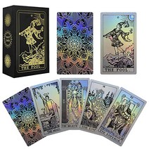 IXIGER 타로 카드 데크 골드 호일 타로 데크 가이드북 및 상자가 있는 타로 카드 데크 78 타로 카드 데크 세트 운세 타로 카드 클래식 타로 카드 데크 초보자 및 전문가 독자, 레인보우 타로 카드