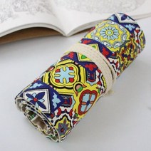 화구가방 미술가방 아트백 스케치북가방 패턴 캔버스 롤업 연필 랩 364872 구멍 여행 드로잉 컬러링 파우치 아티스트, 48Hole Mediterranean