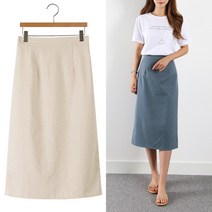 핏예쁜 린넨 밴딩 롱스커트 뒷트임 데일리룩 휴가룩 빅사이즈여성의류-3XL 린넨트임스커트