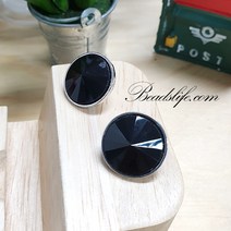 비즈라이프 21mm원형 보석단추2개, 1봉, 백금도금 검정