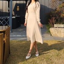 [당일배송]하객룩 코디 로라 랩 여성 니트 원피스