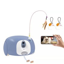 Pumpkii 애완동물 카메라 간식 디스펜서 자동 고양이 및 개 장난감 인터랙티브 티저 포함 휴대폰 앱이 있는 반려동물 양방향 오디오 비디오, Blue