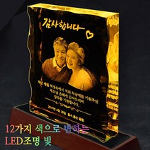 크리스탈 감사패 부모님 감사패 회갑 칠순 퇴임 퇴직 공로패 LED LED조명기능 자개 원목, 크리스탈 3D패 (1인초상)