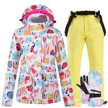 여성 스키복 재킷 방수 스노우 보드 다채로운 스키 재킷과 바지 세트 겨울 방풍 따뜻한 재킷 야외 의류
