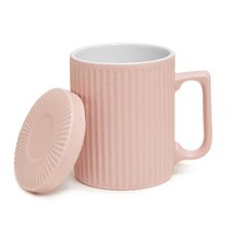 국내제작 홈카페 350ml 머그+뚜껑 세트, 1개, 핑크 1개
