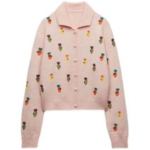 ZARA 자라 토끼해 시리즈 신작 여성복 당근 자수 니트 자켓 키스 9598501