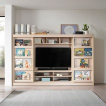 에든가구 맞춤 슬라이딩 거실장 전면 TV 책장 서재 거실 서재화 수납 GTSM-3516 월플렉스, 라이트메이플, 50인치-최대 가로길이 1130mm