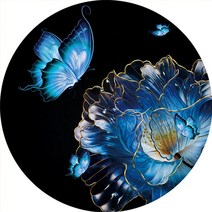 diy십자수세트 바느질 diy 인쇄 된 파란색 꽃 크로스 스티치 실크 면화 실 자수 꽃, 9CT면 60x60cm, DX1057