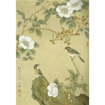 괴석화조도 공필화 도안 / 화조도 민화화실 수업자료 그림선물 신혼부부선물 결혼선물 인테리어