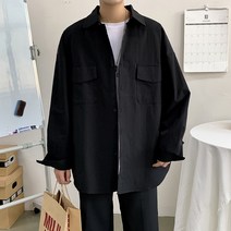 남성 오버핏 스윗 솔리드 무지 와이셔츠 와이드 루즈핏 BF 학원 무드 긴 소매 이너티셔츠 탑코트 2668208020