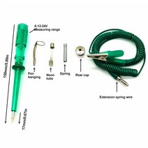 자동차 회로 테스터 트럭 전압 DC 6V 12V 24V 테스트 극성 펜 수리 도구, [01] green